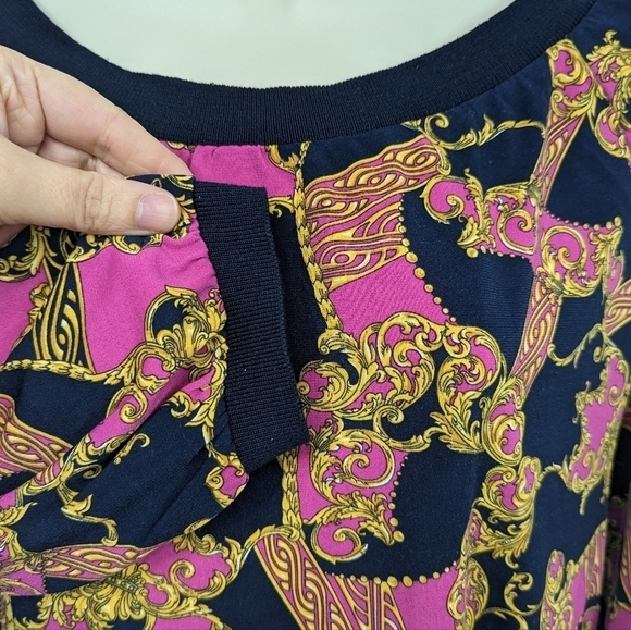 Ellen Tracy Baroque Jacquard Print Boat Neck Top Sz XS - Picture 6 of 13